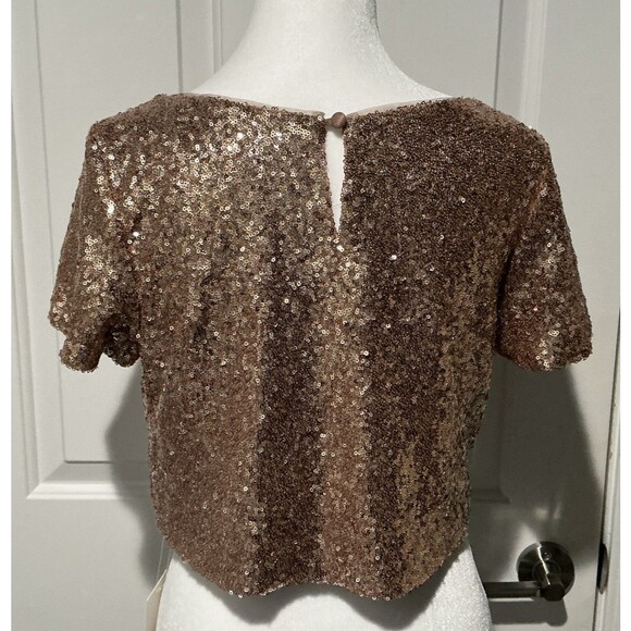 NEW Revelry Bandie Sequin Top Rose Gold Short Sleeve Cocktail Party Size Medium - Picture 4 of 8